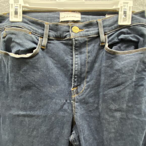 Frame Le High Flare Jeans 29 Pant Casual Classic Minimal Retro Festival Blue - Picture 2 of 9